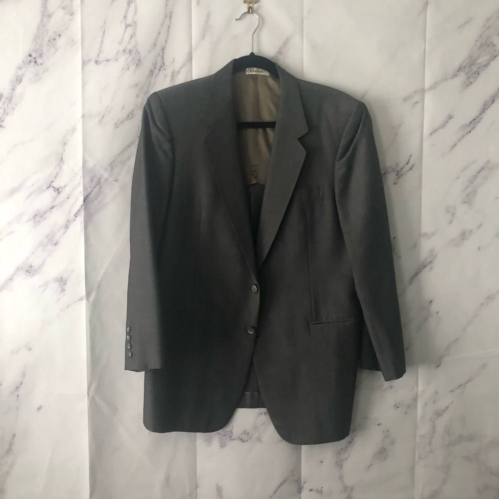 VTG 90s CUSTOM GRACE SEOUL HILTON - TAILORED GRAY BLAZER SPORTS COAT MENS 40R